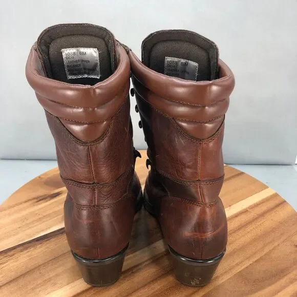 Double H Packer Boots Mens 8.5 Brown Leather Kiltie Lace Up Heeled Mid Calf - Picture 4 of 7